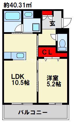 フルール・ド・ヒサノ(1LDK/1階)の間取り写真
