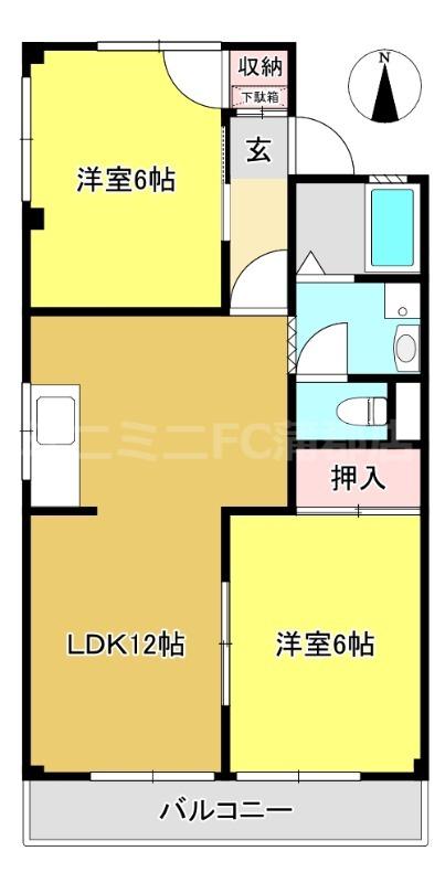 ウイングコート高清(2LDK/2階)の間取り写真