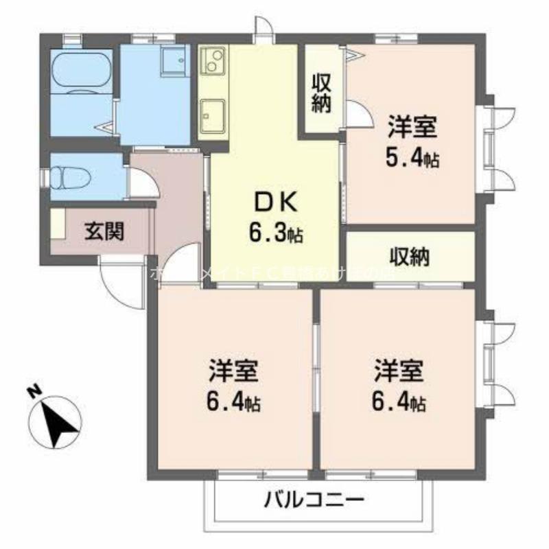 ディアス若宮(3DK/2階)の間取り写真