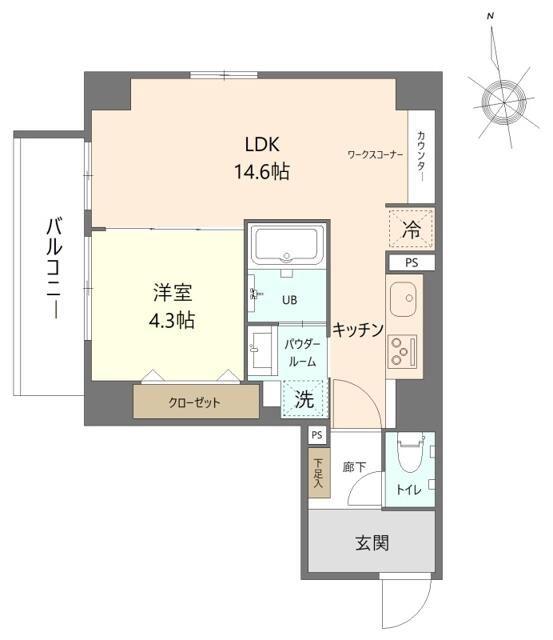 ブリスコート(1LDK/5階)の間取り写真