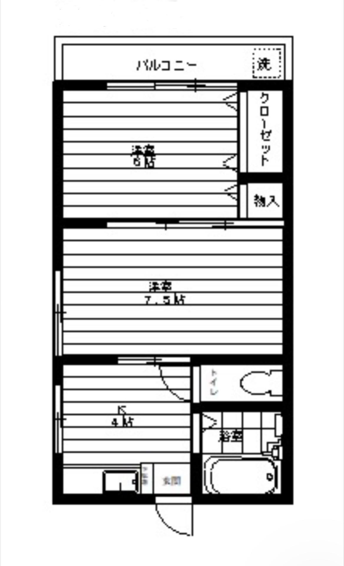 長沢ハイツ(2K/2階)の間取り写真
