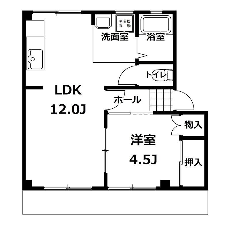 あんさんぶる(1LDK/2階)の間取り写真