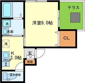 ロータスコートIII(1K/1階)の間取り写真