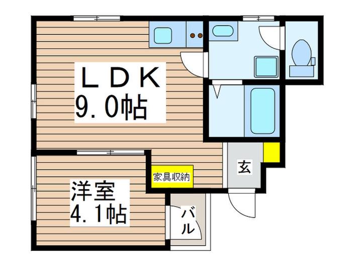 ボヌール(1LDK/1階)の間取り写真