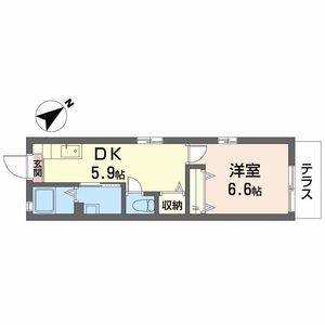 安井ハイツ(1DK/1階)の間取り写真