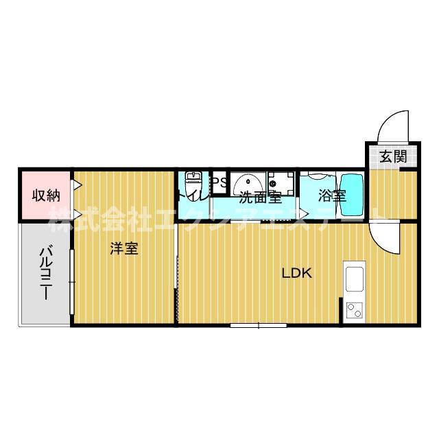 ユーコート四貫島(1LDK/2階)の間取り写真