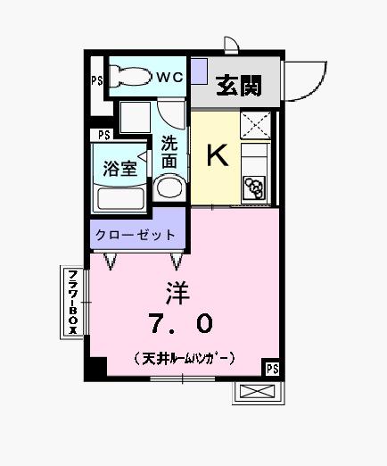 フレスコ(1K/2階)の間取り写真