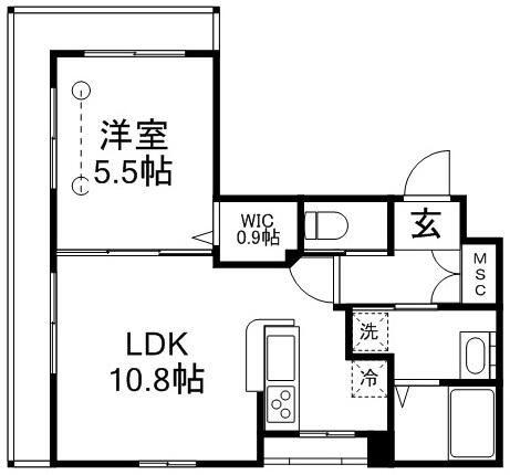 トルチェ ノアール(1LDK/4階)の間取り写真