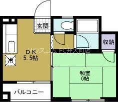 山田マンション(1DK/2階)の間取り写真