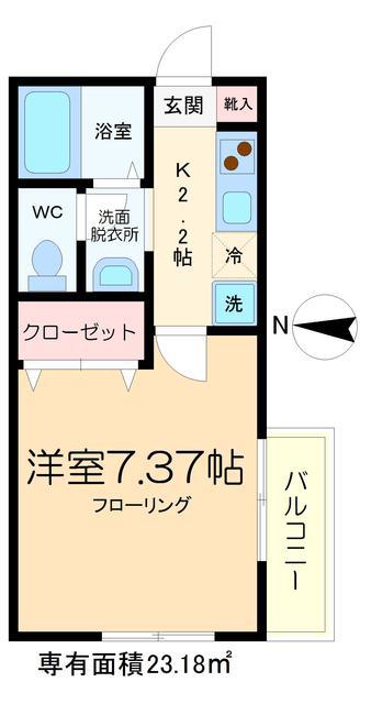 ローレルコーポ2(1K/3階)の間取り写真
