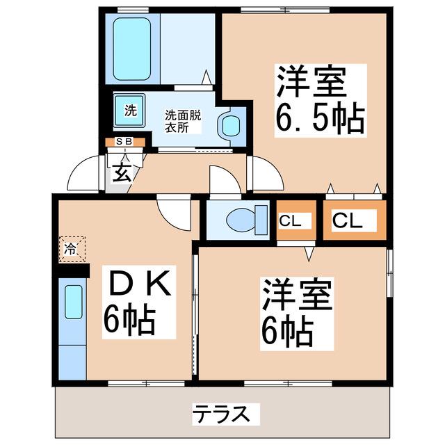 アガパンサス(2DK/1階)の間取り写真