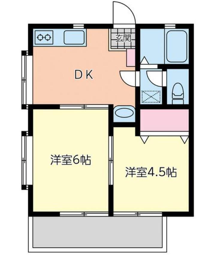 メープルガーデンハイツI(2DK/2階)の間取り写真