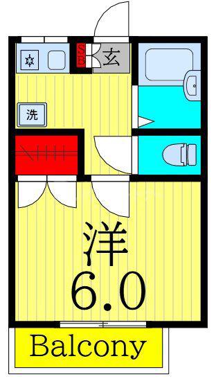 第6松屋コーポ(1K/2階)の間取り写真