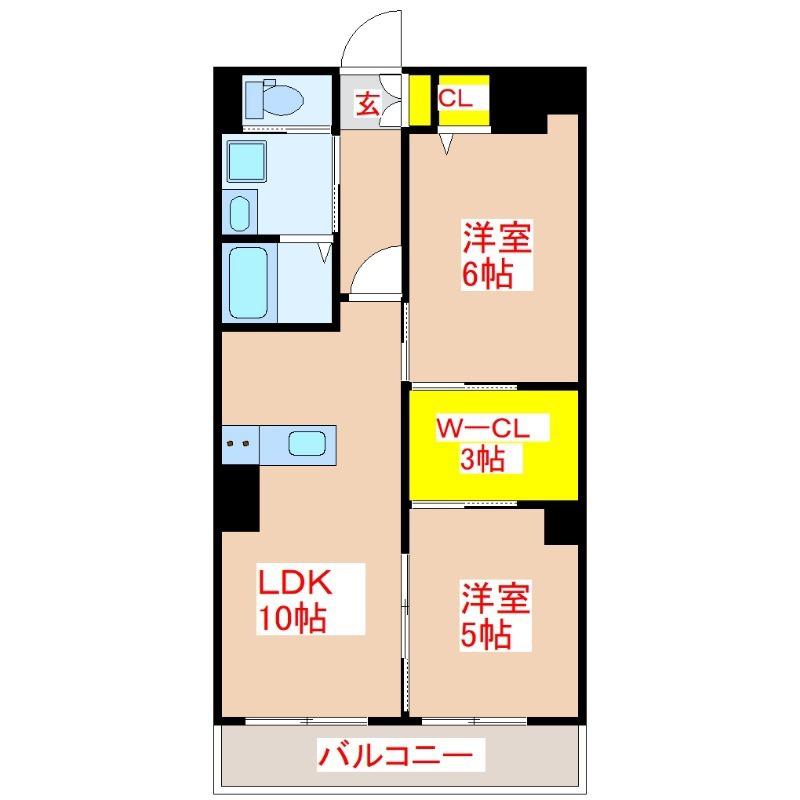 惟神上町ビル(2LDK/4階)の間取り写真