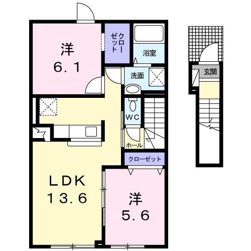 K・SヴィラII(2LDK/2階)の間取り写真