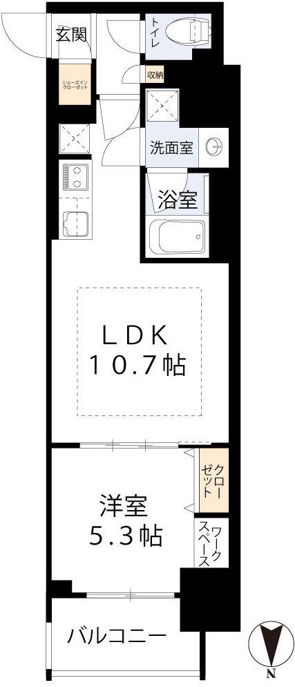 アーバネックス南新町(1LDK/2階)の間取り写真