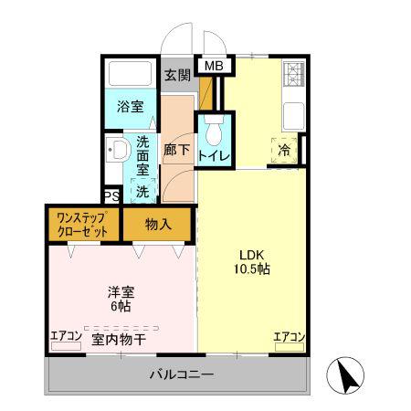ボンヌ・シャンス(1LDK/2階)の間取り写真
