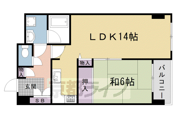 レトロマンションIII(1LDK/6階)の間取り写真
