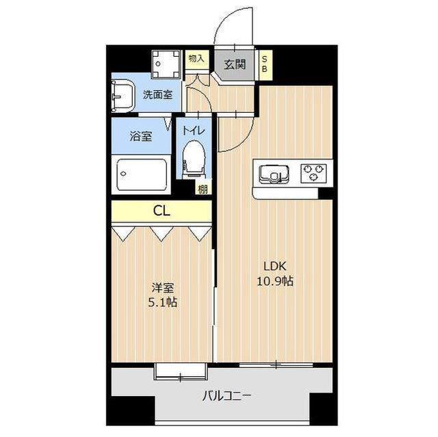 LIBTH新町(1LDK/8階)の間取り写真
