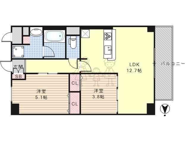 ABUNDANT(2LDK/3階)の間取り写真