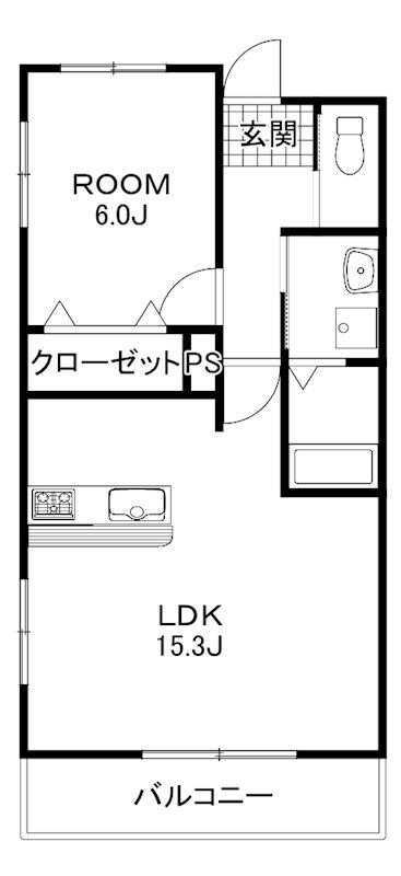 高崎栄町スターレジデンス(1LDK/3階)の間取り写真