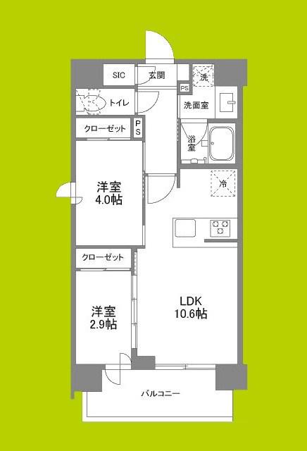 シーズンフラッツ新大阪サウス(2LDK/6階)の間取り写真