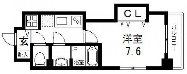 LUXE玉造II(1K/12階)の間取り写真