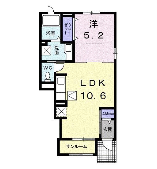 サンリット ヒロ(1LDK/1階)の間取り写真