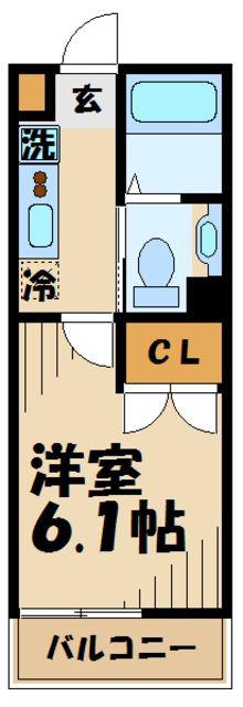 アザーレ・バモス新百合(1K/2階)の間取り写真