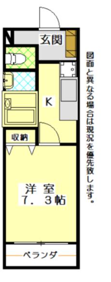 EARTH CROWN(1K/2階)の間取り写真