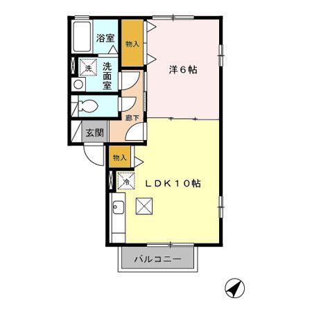 メルベーユ尾崎(1LDK/1階)の間取り写真