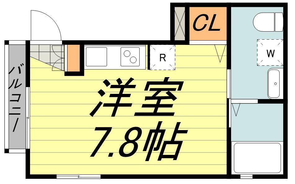 チェコリーヌ(ワンルーム/2階)の間取り写真