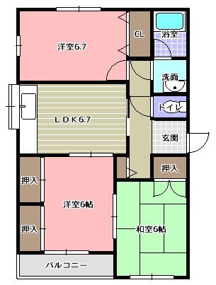 マロンハイツ(3DK/3階)の間取り写真
