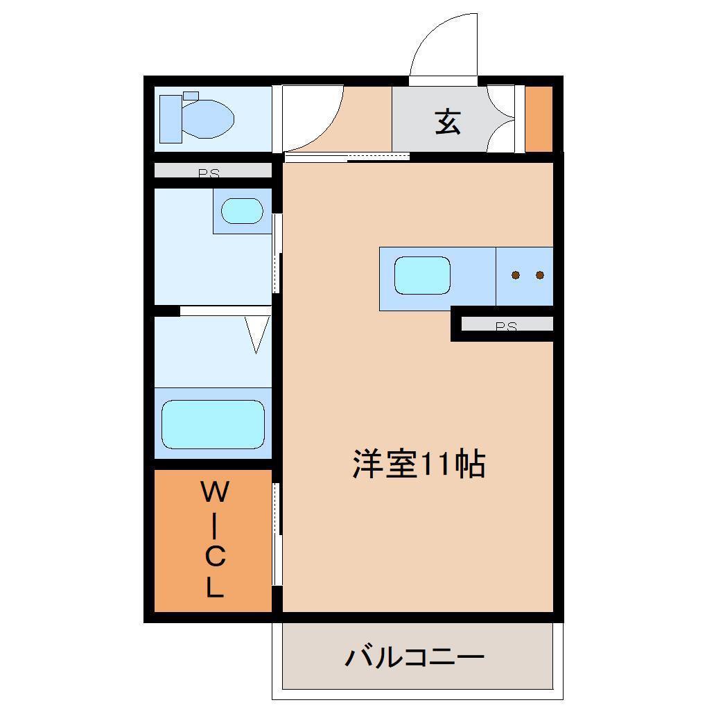 渡橋シャーメゾン(ワンルーム/1階)の間取り写真