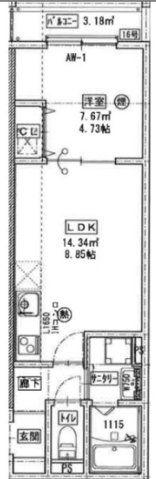 プレシャス大桐(1LDK/2階)の間取り写真