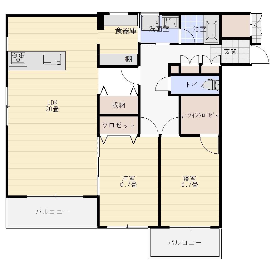DIノアIII(2LDK/1階)の間取り写真