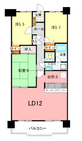 ロイヤルクリスタル光南(3LDK/7階)の間取り写真