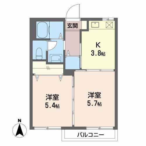 ニューボーン B(2K/2階)の間取り写真