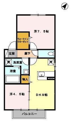 セジュールパル四季(2DK/1階)の間取り写真