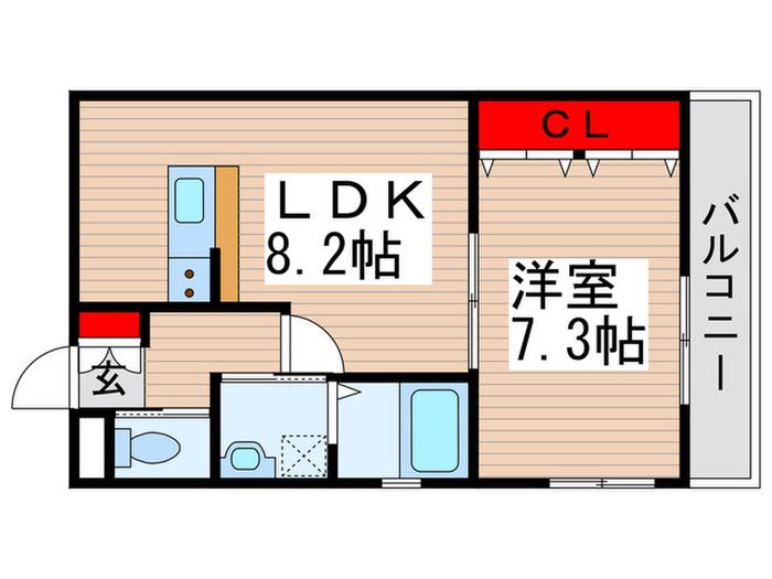 オーロプルーン(1LDK/3階)の間取り写真
