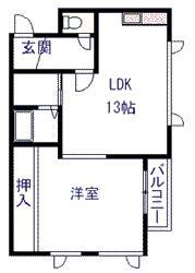 ラ・ポーレ(1LDK/1階)の間取り写真