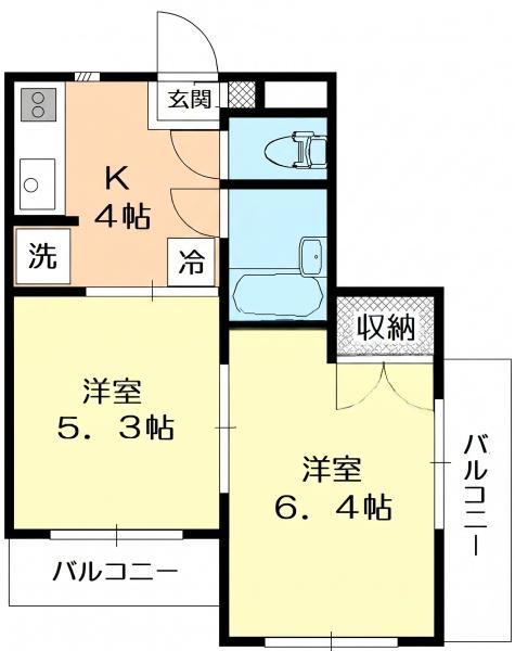 リエス小手指2号館(2K/3階)の間取り写真