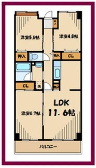 メゾンランティエ(3LDK/2階)の間取り写真
