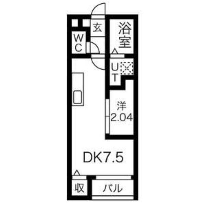 プラシード幸町(1DK/3階)の間取り写真