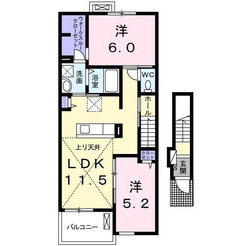 サウス フロンティア(2LDK/2階)の間取り写真
