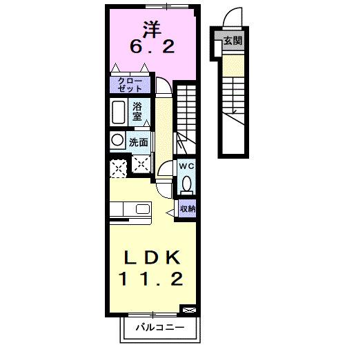 リオトーレス(1LDK/2階)の間取り写真