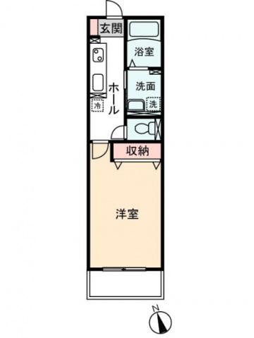 ファウスタI(1K/2階)の間取り写真