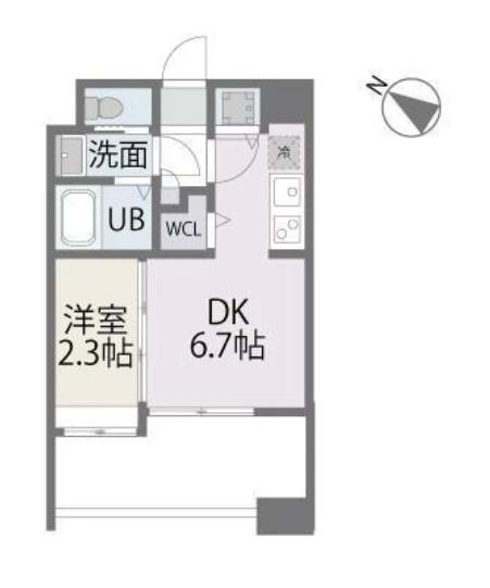 アルティザ博多南リバーフロント(1DK/9階)の間取り写真