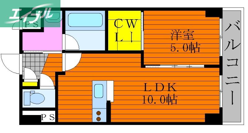 AHORN操山(1LDK/4階)の間取り写真