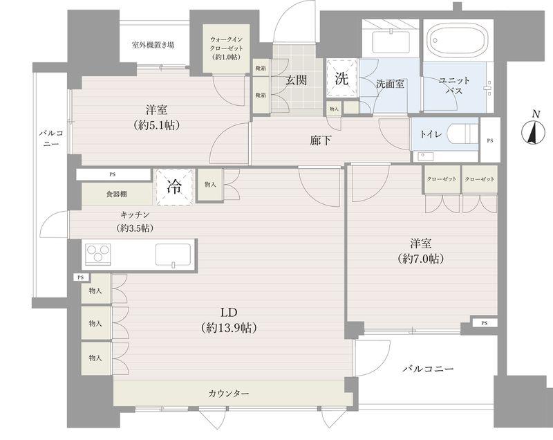 ザ・パークハウス三番町テラス(2LDK/10階)の間取り写真